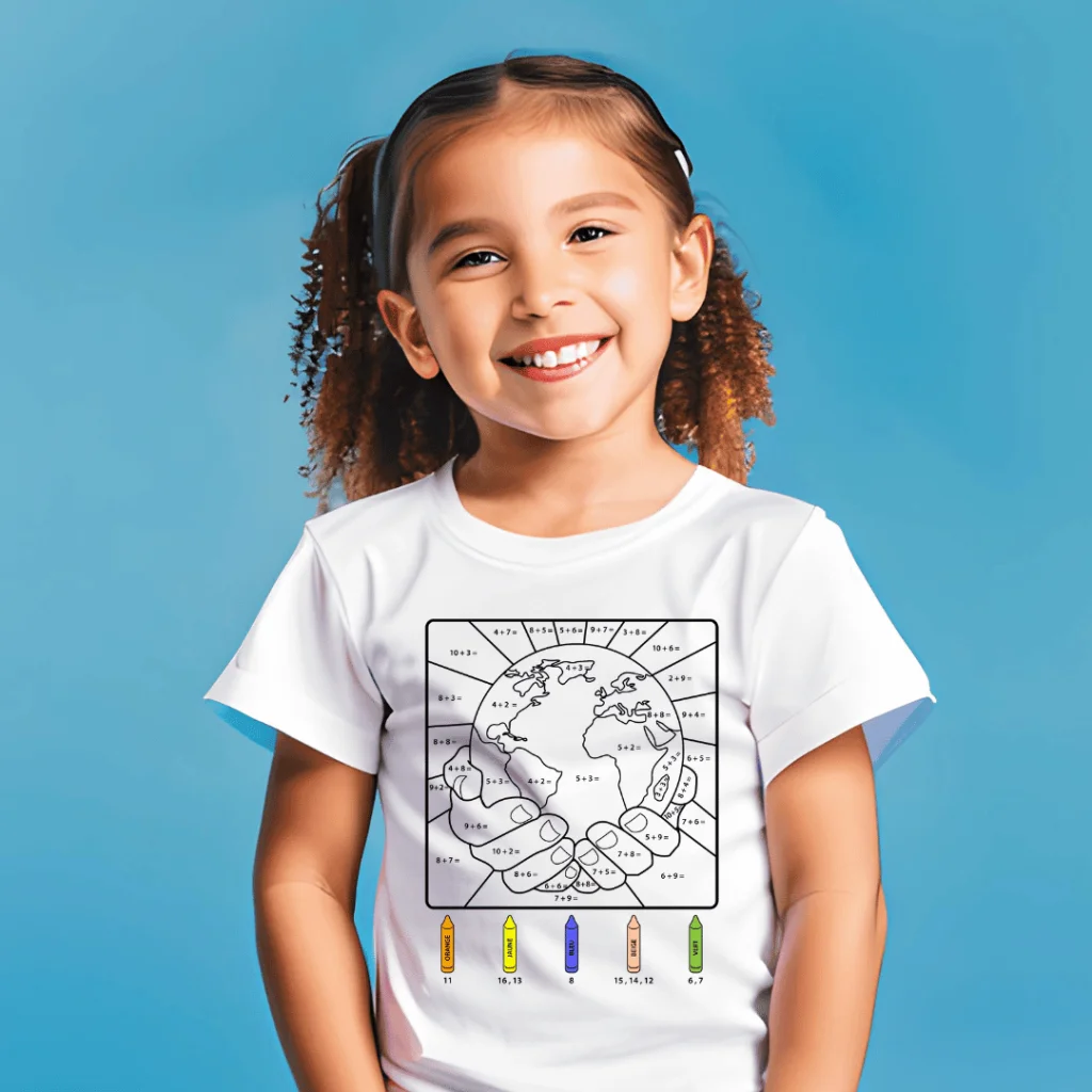 Explorez, Créez, Effacez : T-shirt à Colorier la Terre pour Enfants !