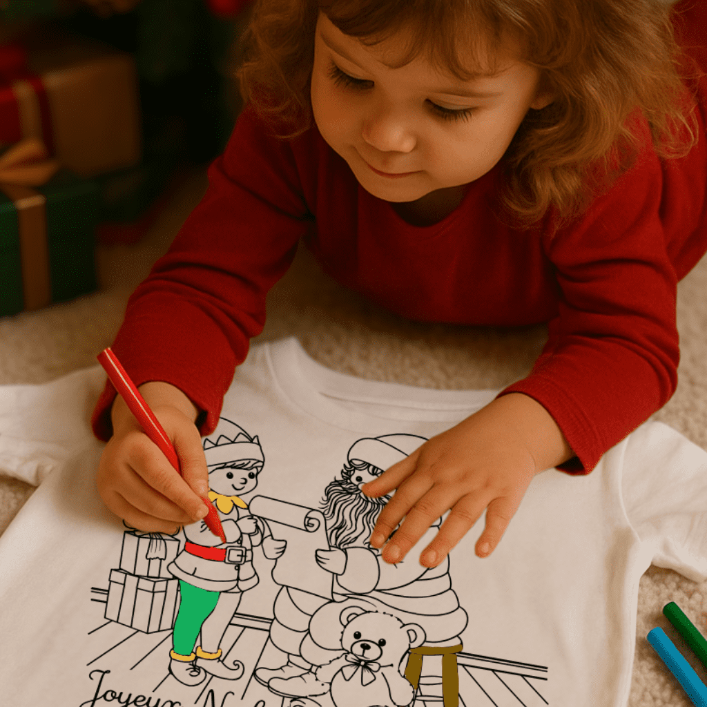 T-shirt à colorier Édition Noël | Cadeau créatif et magique pour enfants