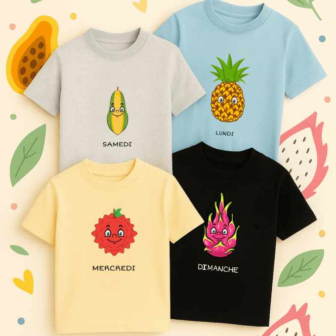 La semaine des fruits - Lot de 7 t-shirts