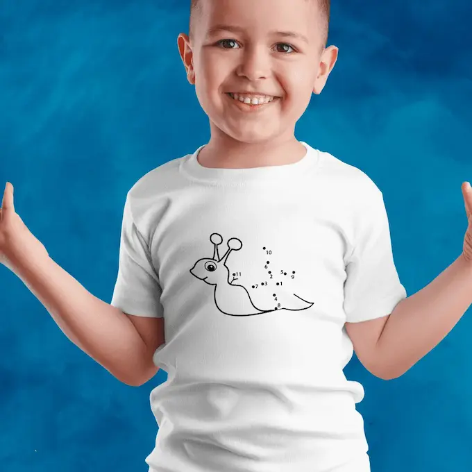 T-SHIRT ESCARGOT | RELIER LES POINTS (1 à 11)